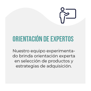 Orientación de Expertos: Nuestro equipo experimentado brinda orientación experta en selección de productos y estrategias de adquisición.