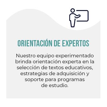 Orientación de Expertos: Nuestro equipo experimentado brinda orientación experta en la selección de textos educativos, estrategias de adquisición y soporte para programas de estudio.